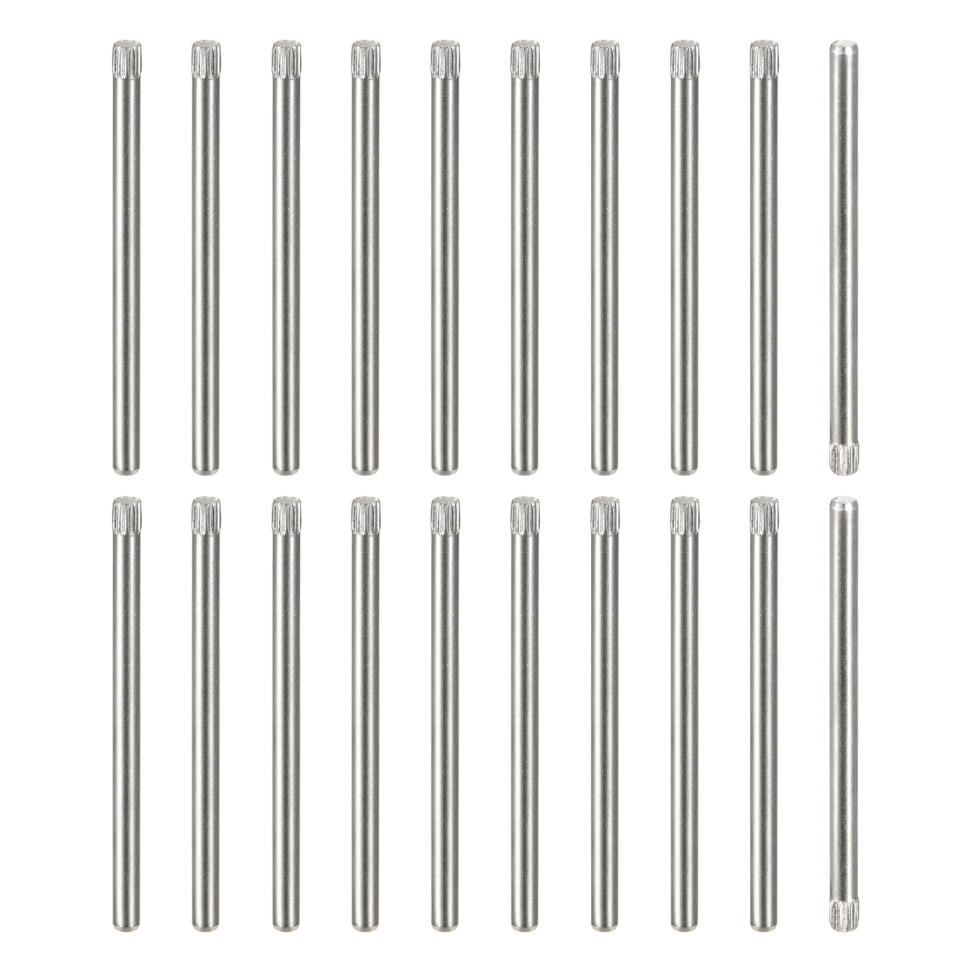 uxcell Uxcell 2.5x50mm 304 Stainless Steel Dowel Pins, 20Pcs Knurled Head Flat End Dowel Pin