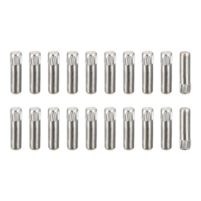 uxcell Uxcell 3x14mm 304 Stainless Steel Dowel Pins, 20Pcs Knurled Head Flat End Dowel Pin