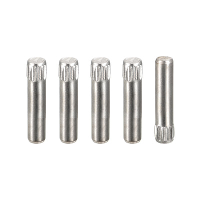 uxcell Uxcell 3x16mm 304 Stainless Steel Dowel Pins, 5Pcs Knurled Head Flat End Dowel Pin