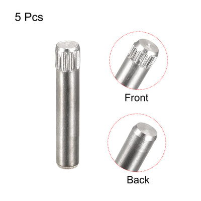 Harfington Uxcell 3x18mm 304 Stainless Steel Dowel Pins, 5Pcs Knurled Head Flat End Dowel Pin