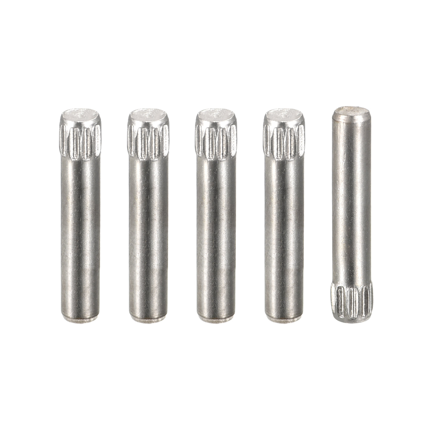 uxcell Uxcell 3x18mm 304 Stainless Steel Dowel Pins, 5Pcs Knurled Head Flat End Dowel Pin