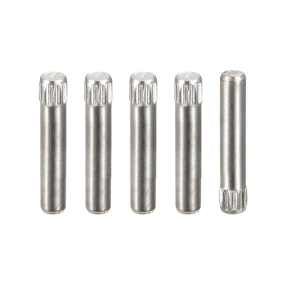 uxcell Uxcell 3x18mm 304 Stainless Steel Dowel Pins, 5Pcs Knurled Head Flat End Dowel Pin