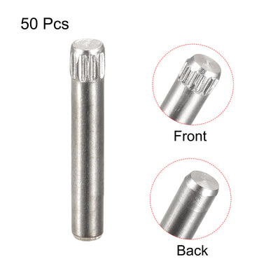 Harfington Uxcell 3x20mm 304 Stainless Steel Dowel Pins, 50Pcs Knurled Head Flat End Dowel Pin