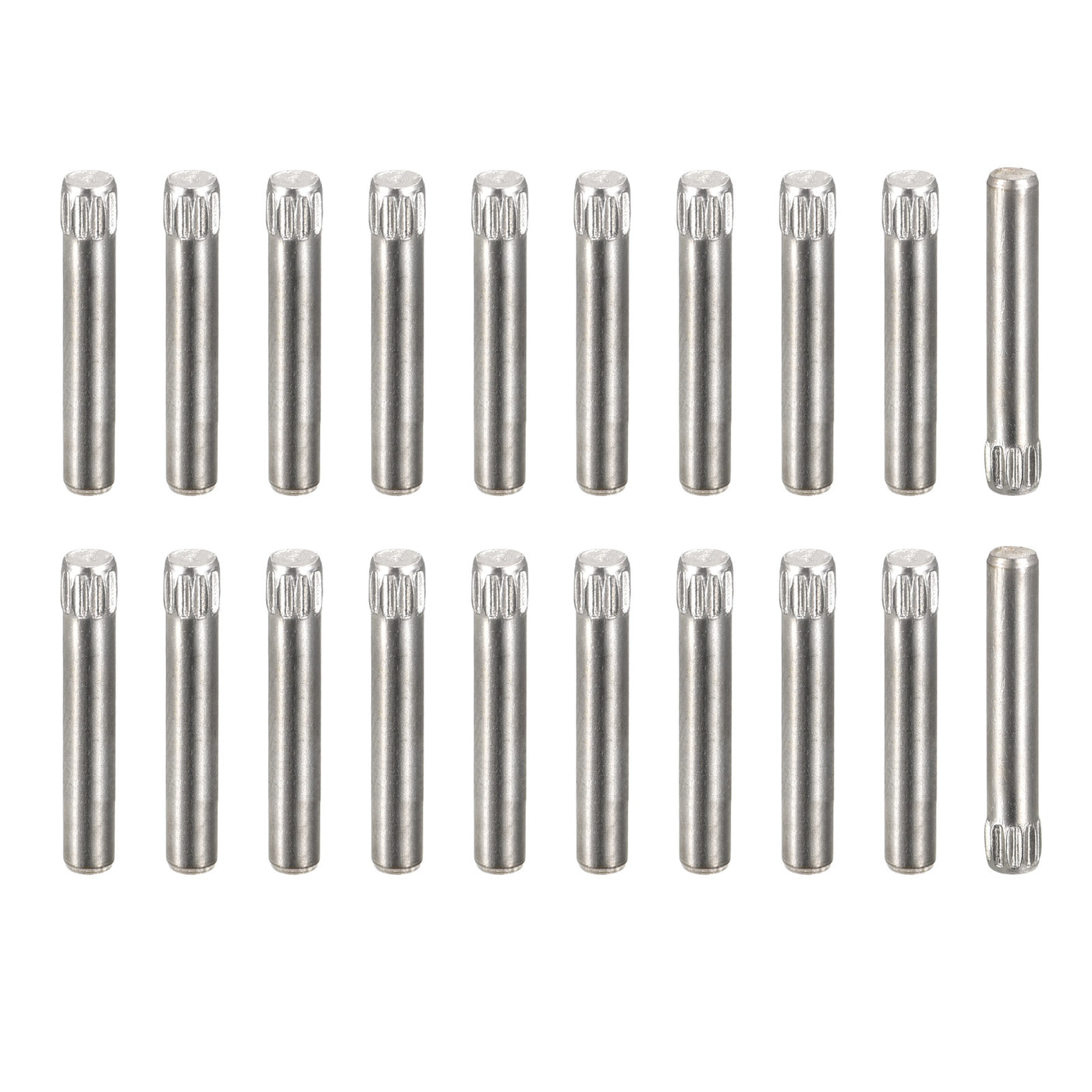 uxcell Uxcell 3x20mm 304 Stainless Steel Dowel Pins, 50Pcs Knurled Head Flat End Dowel Pin