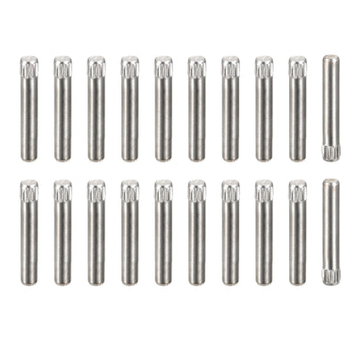 uxcell Uxcell 3x20mm 304 Stainless Steel Dowel Pins, 50Pcs Knurled Head Flat End Dowel Pin