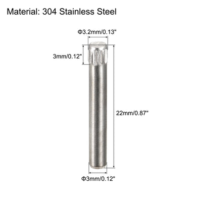 Harfington Uxcell 3x22mm 304 Stainless Steel Dowel Pins, 5Pcs Knurled Head Flat End Dowel Pin