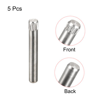 Harfington Uxcell 3x22mm 304 Stainless Steel Dowel Pins, 5Pcs Knurled Head Flat End Dowel Pin