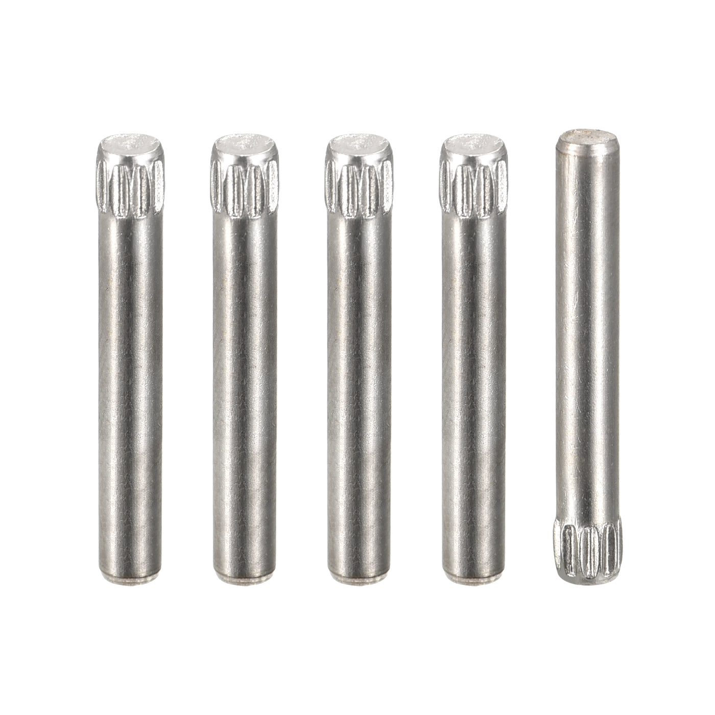 uxcell Uxcell 3x22mm 304 Stainless Steel Dowel Pins, 5Pcs Knurled Head Flat End Dowel Pin