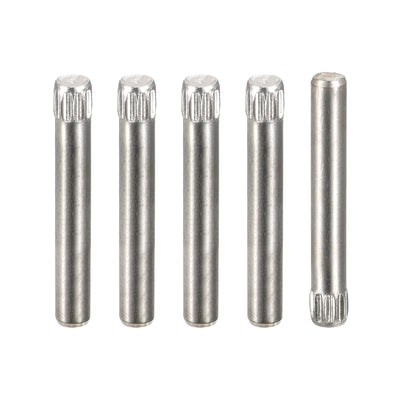 uxcell Uxcell 3x22mm 304 Stainless Steel Dowel Pins, 5Pcs Knurled Head Flat End Dowel Pin