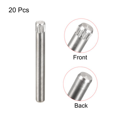 Harfington Uxcell 3x30mm 304 Stainless Steel Dowel Pins, 20Pcs Knurled Head Flat End Dowel Pin