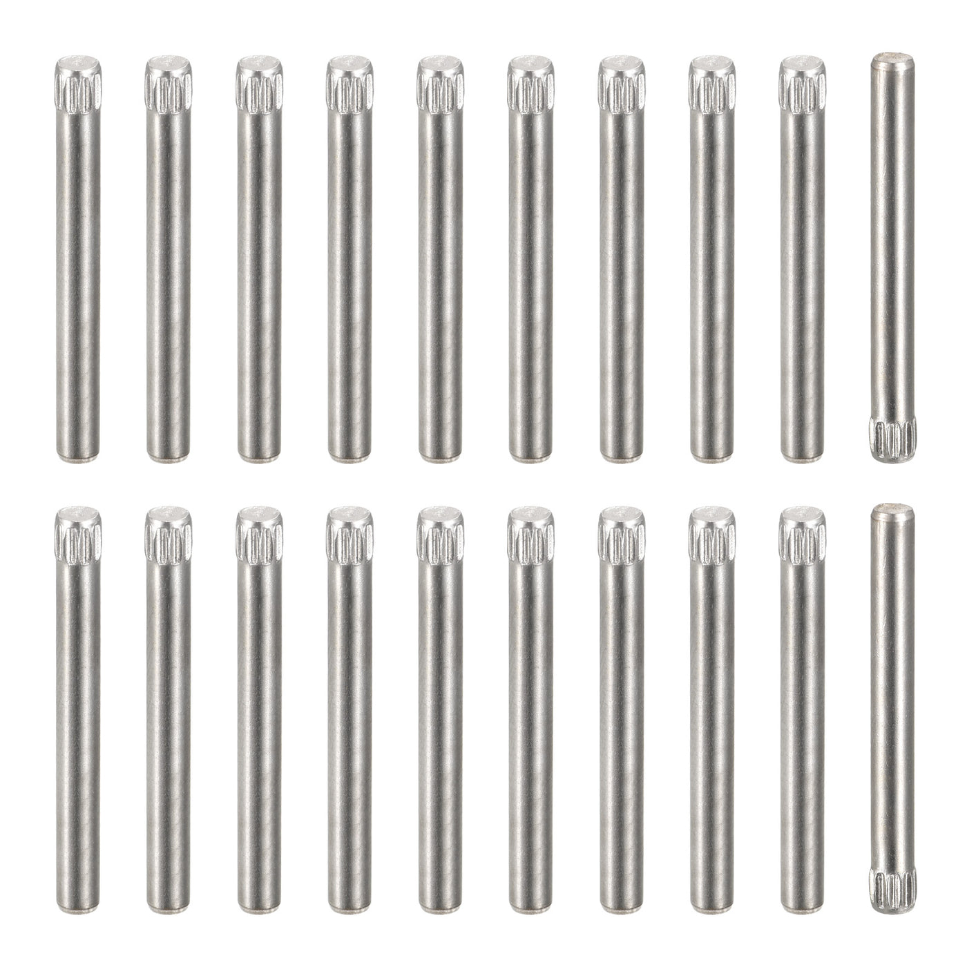 uxcell Uxcell 3x30mm 304 Stainless Steel Dowel Pins, 20Pcs Knurled Head Flat End Dowel Pin