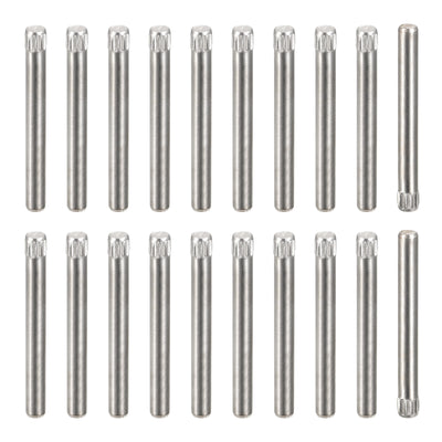 Harfington Uxcell 3x30mm 304 Stainless Steel Dowel Pins, 20Pcs Knurled Head Flat End Dowel Pin