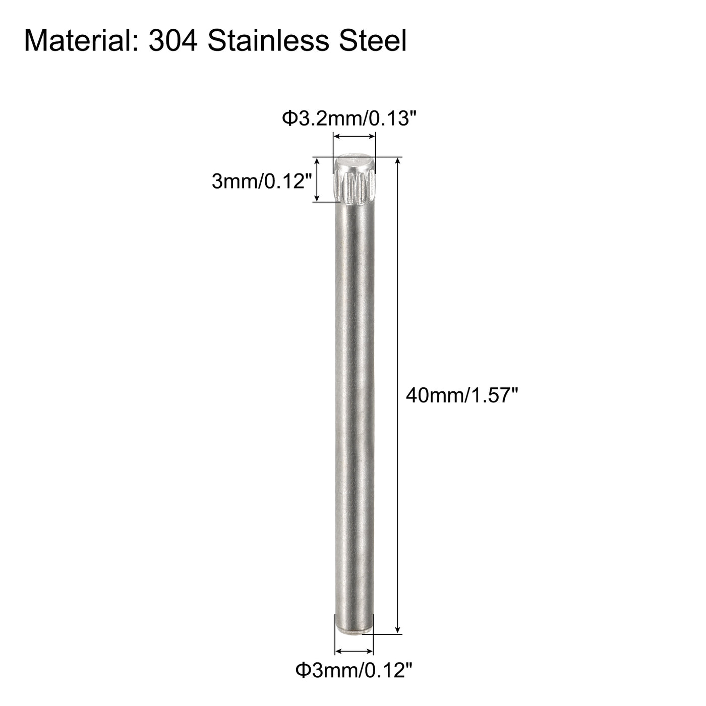 uxcell Uxcell 3x40mm 304 Stainless Steel Dowel Pins, 5Pcs Knurled Head Flat End Dowel Pin