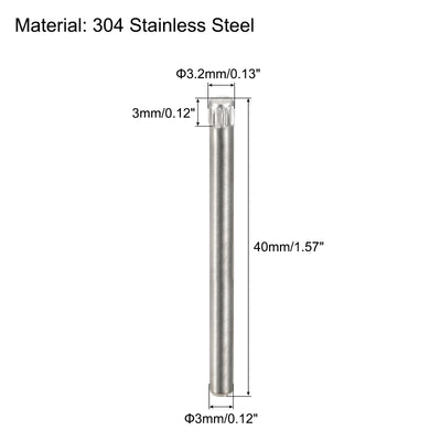 Harfington Uxcell 3x40mm 304 Stainless Steel Dowel Pins, 5Pcs Knurled Head Flat End Dowel Pin