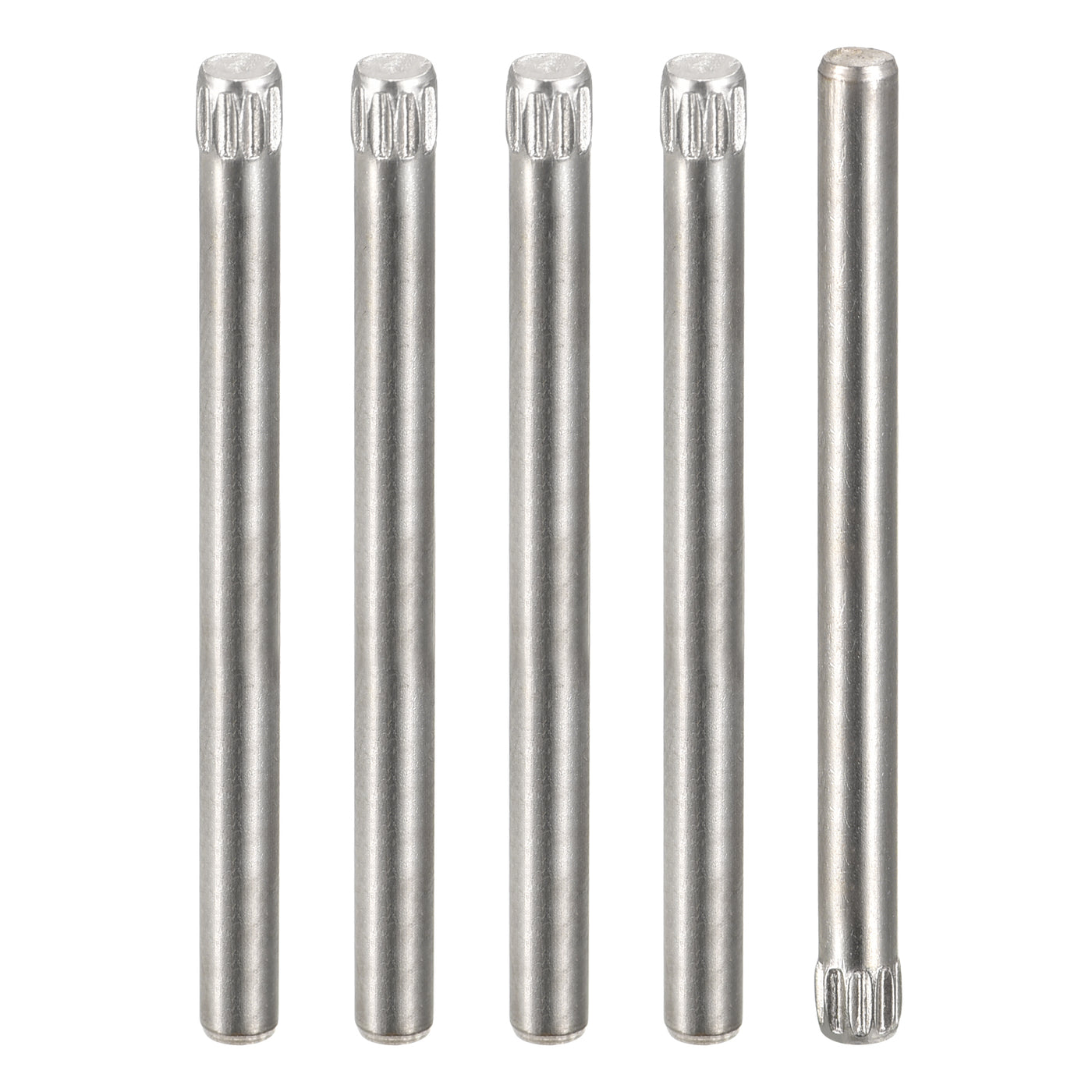 uxcell Uxcell 3x40mm 304 Stainless Steel Dowel Pins, 5Pcs Knurled Head Flat End Dowel Pin