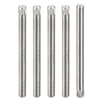 Harfington Uxcell 3x40mm 304 Stainless Steel Dowel Pins, 5Pcs Knurled Head Flat End Dowel Pin