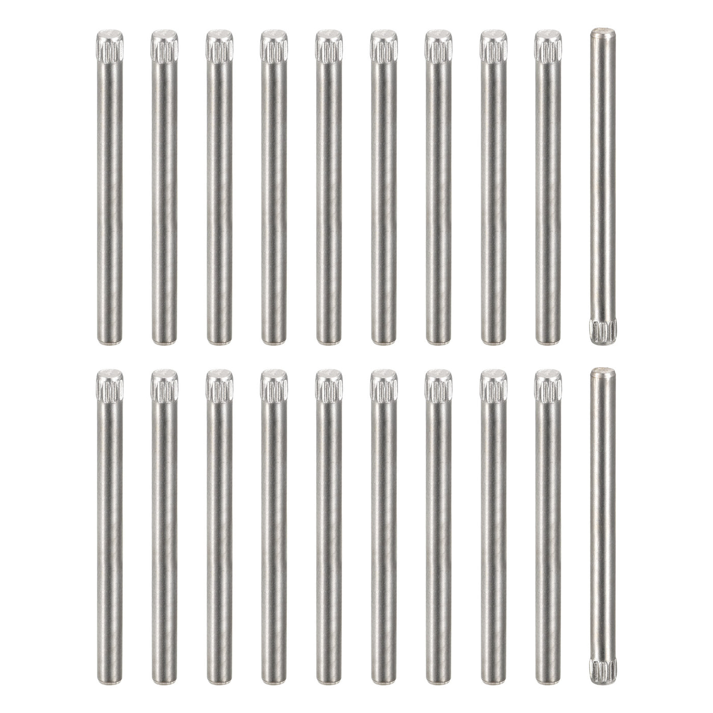 uxcell Uxcell 3x40mm 304 Stainless Steel Dowel Pins, 20Pcs Knurled Head Flat End Dowel Pin