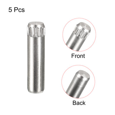 Harfington Uxcell 4x14mm 304 Stainless Steel Dowel Pins, 5Pcs Knurled Head Flat End Dowel Pin