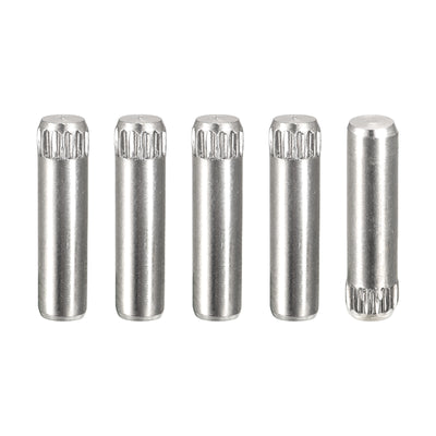 Harfington Uxcell 4x14mm 304 Stainless Steel Dowel Pins, 5Pcs Knurled Head Flat End Dowel Pin