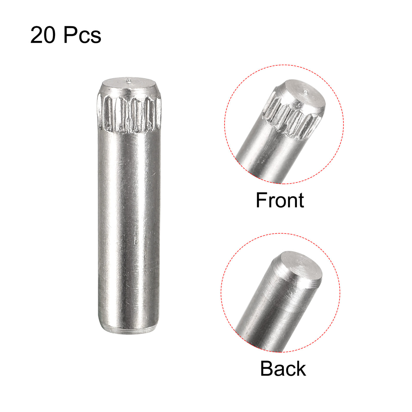 uxcell Uxcell 4x16mm 304 Stainless Steel Dowel Pins, 20Pcs Knurled Head Flat End Dowel Pin