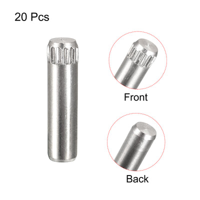 Harfington Uxcell 4x16mm 304 Stainless Steel Dowel Pins, 20Pcs Knurled Head Flat End Dowel Pin