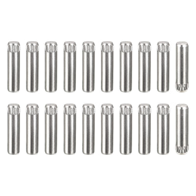 Harfington Uxcell 4x16mm 304 Stainless Steel Dowel Pins, 20Pcs Knurled Head Flat End Dowel Pin