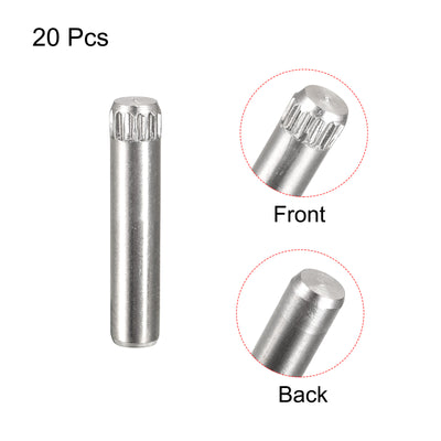 Harfington Uxcell 4x18mm 304 Stainless Steel Dowel Pins, 20Pcs Knurled Head Flat End Dowel Pin