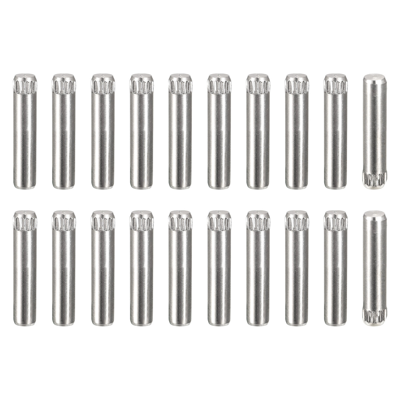 uxcell Uxcell 4x18mm 304 Stainless Steel Dowel Pins, 20Pcs Knurled Head Flat End Dowel Pin