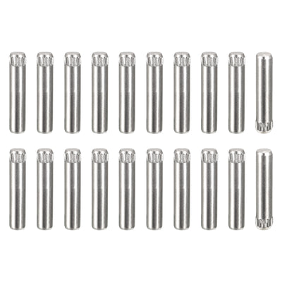 Harfington Uxcell 4x18mm 304 Stainless Steel Dowel Pins, 20Pcs Knurled Head Flat End Dowel Pin