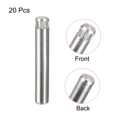 Harfington Uxcell 4x25mm 304 Stainless Steel Dowel Pins, 20Pcs Knurled Head Flat End Dowel Pin