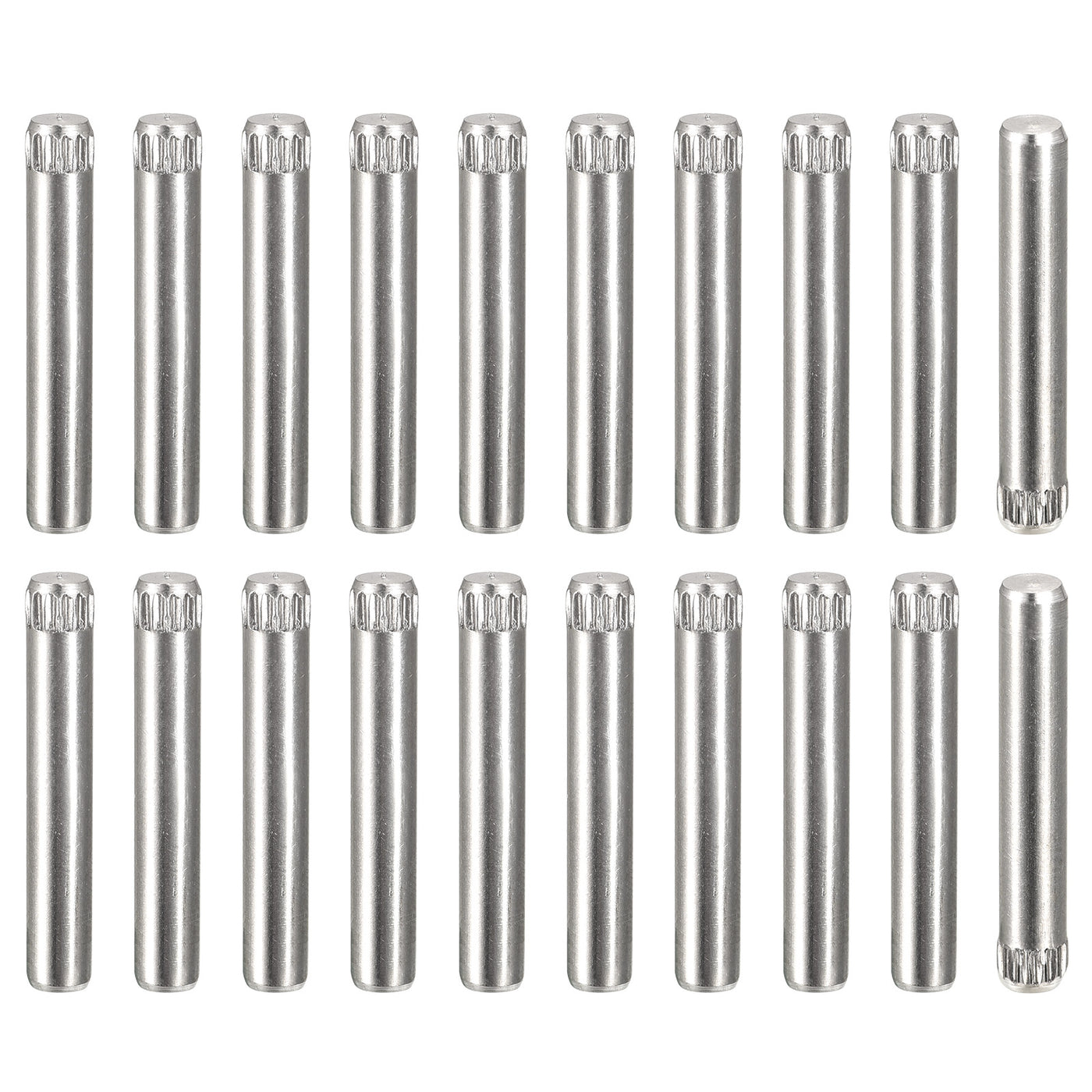 uxcell Uxcell 4x25mm 304 Stainless Steel Dowel Pins, 20Pcs Knurled Head Flat End Dowel Pin