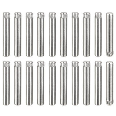 Harfington Uxcell 4x25mm 304 Stainless Steel Dowel Pins, 20Pcs Knurled Head Flat End Dowel Pin