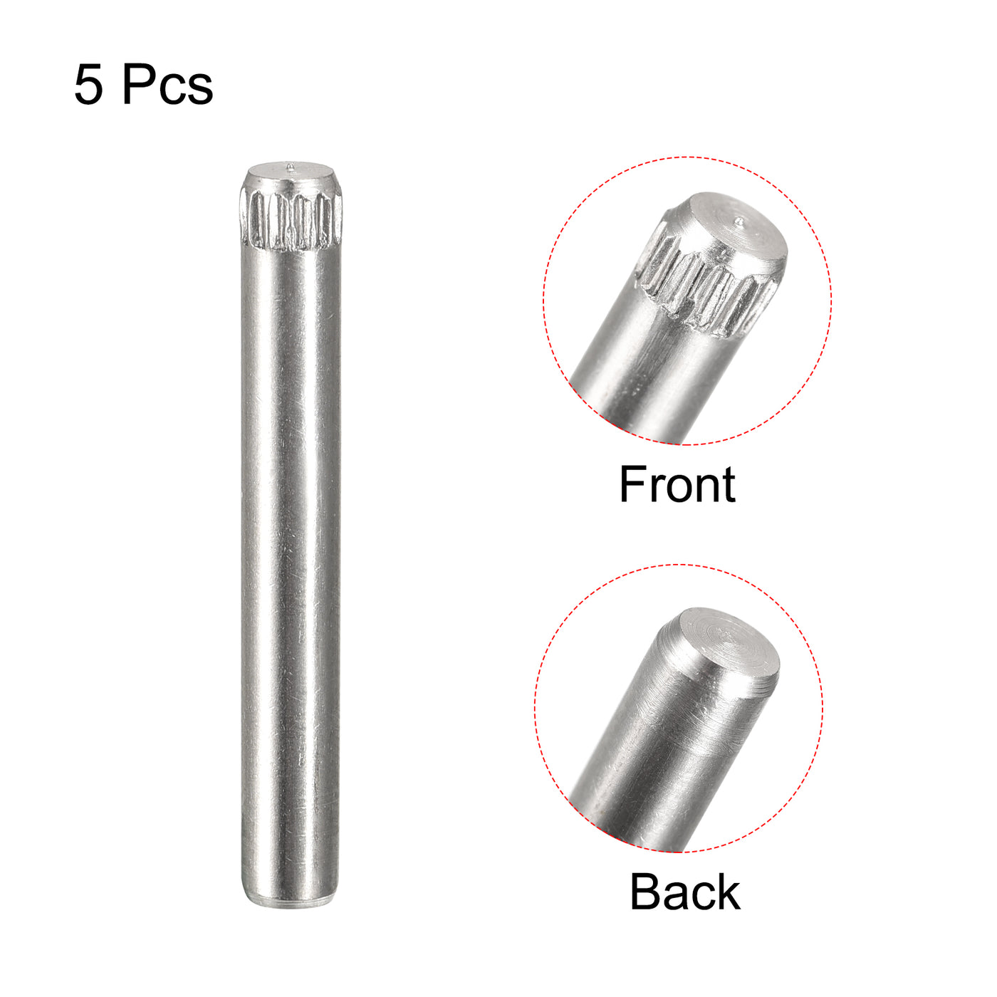 uxcell Uxcell 4x30mm 304 Stainless Steel Dowel Pins, 5Pcs Knurled Head Flat End Dowel Pin