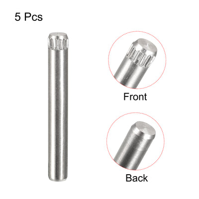 Harfington Uxcell 4x30mm 304 Stainless Steel Dowel Pins, 5Pcs Knurled Head Flat End Dowel Pin