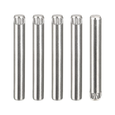 Harfington Uxcell 4x30mm 304 Stainless Steel Dowel Pins, 5Pcs Knurled Head Flat End Dowel Pin