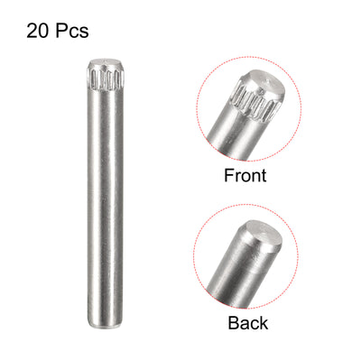 Harfington Uxcell 4x30mm 304 Stainless Steel Dowel Pins, 20Pcs Knurled Head Flat End Dowel Pin