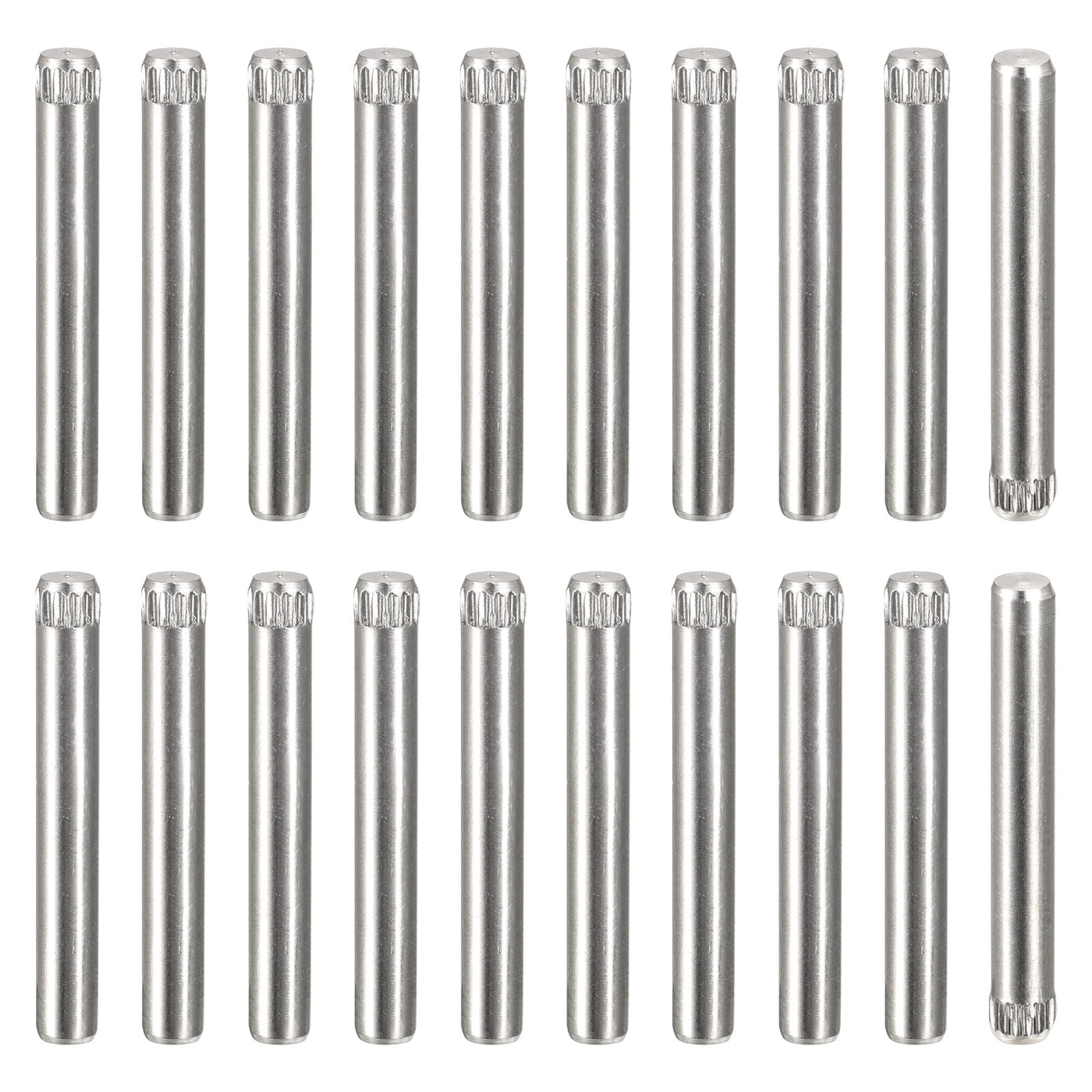 uxcell Uxcell 4x30mm 304 Stainless Steel Dowel Pins, 20Pcs Knurled Head Flat End Dowel Pin