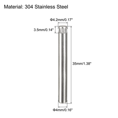 Harfington Uxcell 4x35mm 304 Stainless Steel Dowel Pins, 50Pcs Knurled Head Flat End Dowel Pin