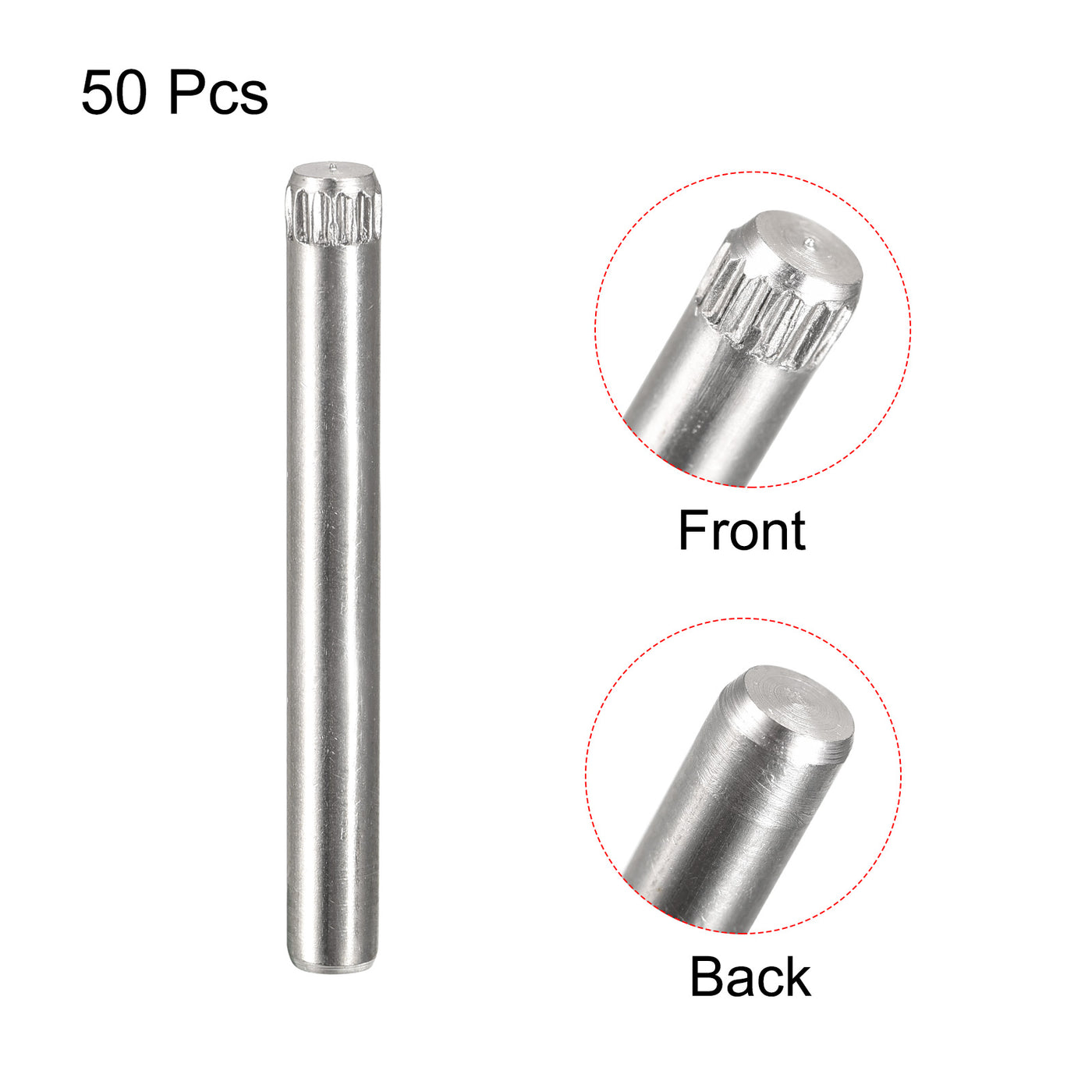 uxcell Uxcell 4x35mm 304 Stainless Steel Dowel Pins, 50Pcs Knurled Head Flat End Dowel Pin