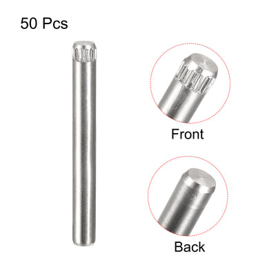 Harfington Uxcell 4x35mm 304 Stainless Steel Dowel Pins, 50Pcs Knurled Head Flat End Dowel Pin