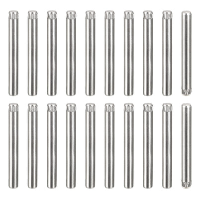 Harfington Uxcell 4x35mm 304 Stainless Steel Dowel Pins, 50Pcs Knurled Head Flat End Dowel Pin