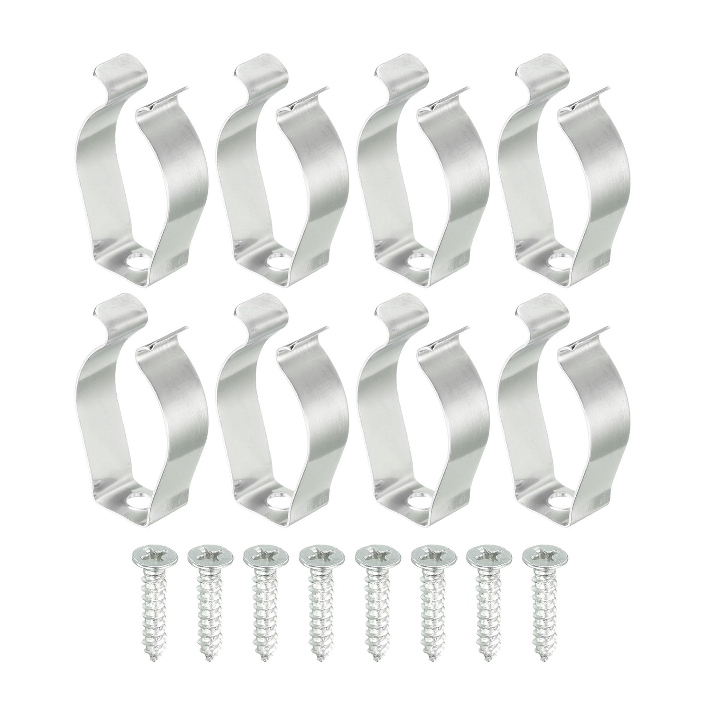 Harfington T8 Clips Bracket Hanger Fluorescent Tube Light Fixture Holder U Shape Clamps with Screws for LED Bulbs Ceiling Lamp, Steel Pack of 8