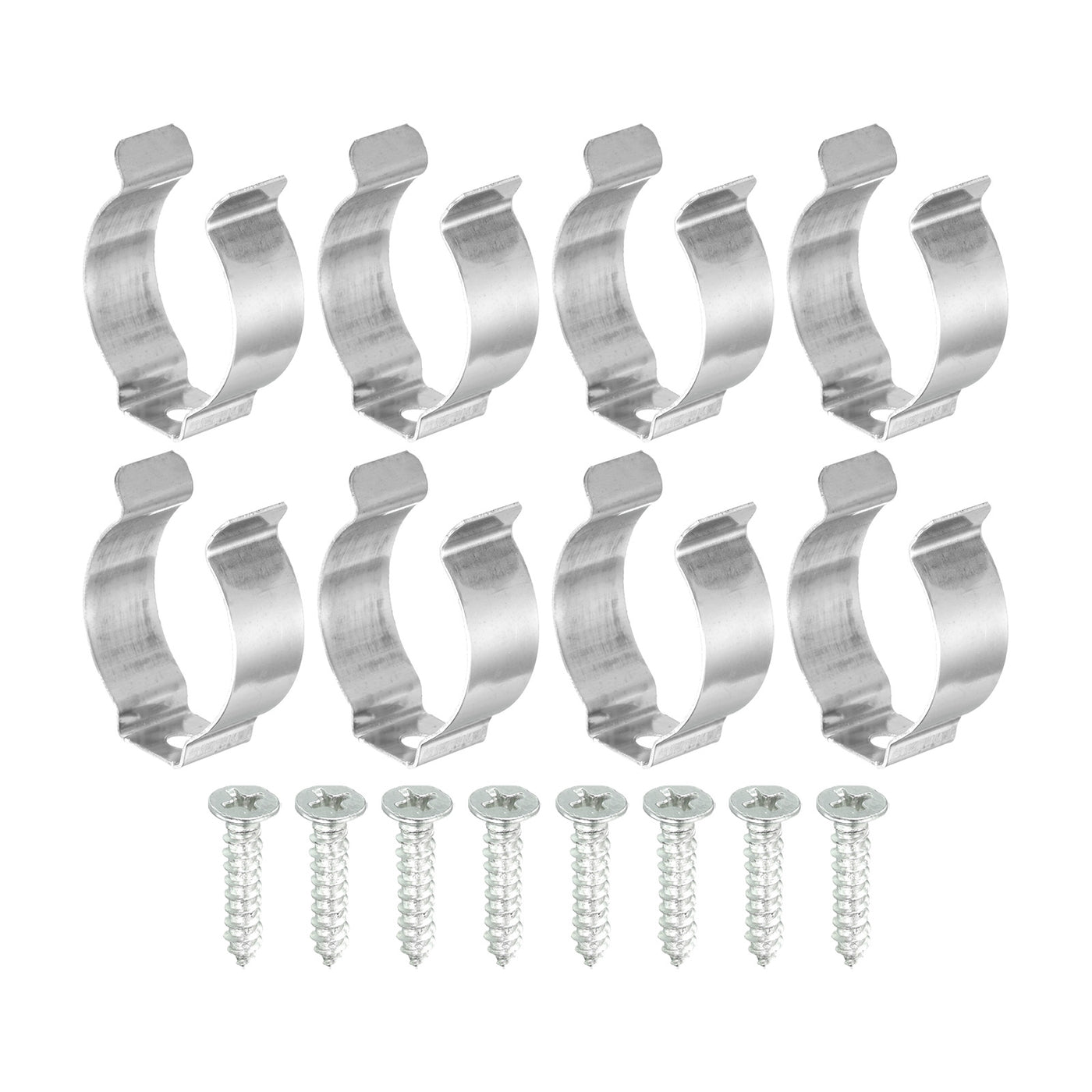 Harfington T8 Clips Bracket Hanger Fluorescent Tube Light Fixture Holder U Type Clamps with Screws for LED Bulbs Ceiling Lamp, Stainless Steel Pack of 8