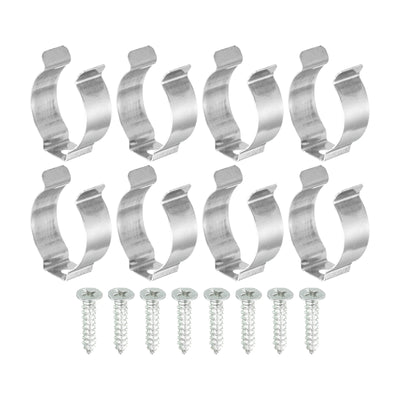 Harfington T8 Clips Bracket Hanger Fluorescent Tube Light Fixture Holder U Type Clamps with Screws for LED Bulbs Ceiling Lamp, Stainless Steel Pack of 8