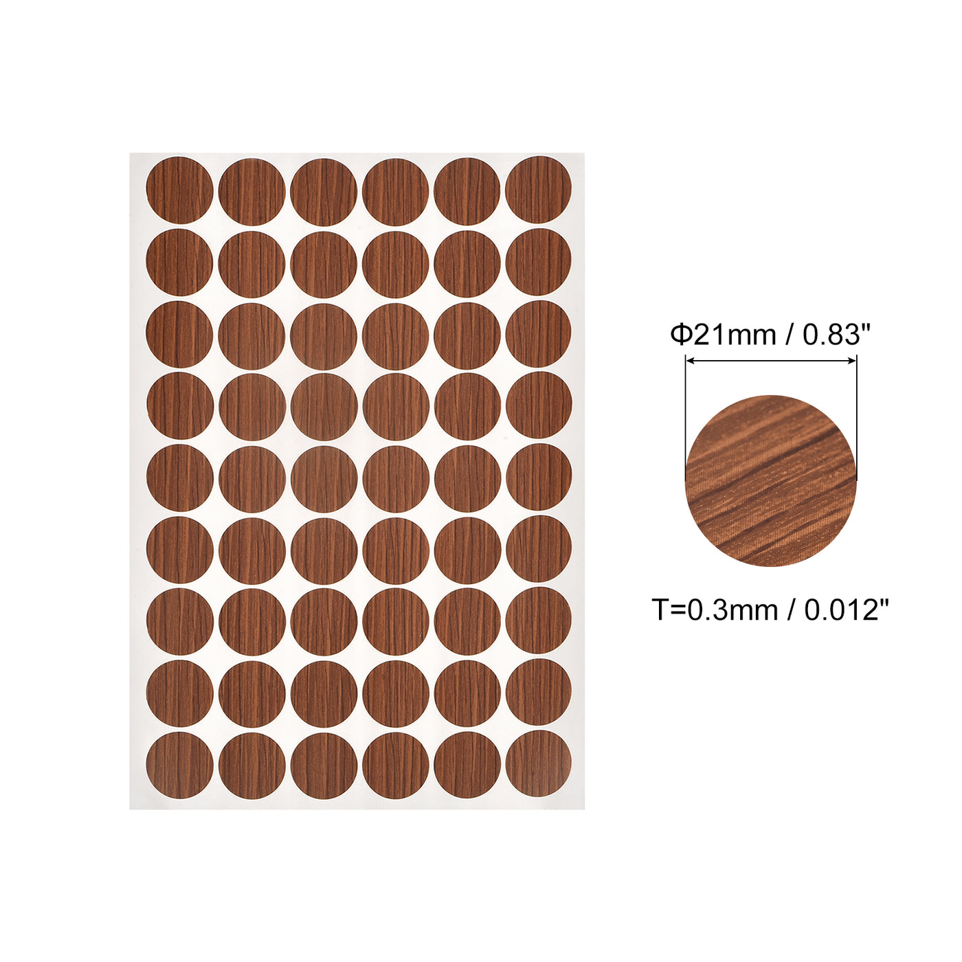 uxcell Uxcell Screw Hole Cover Stickers, 21mm Dia PVC Self Adhesive Covers Caps for Wood Furniture Cabinet Shelf Wardrobe, Cherry Wood 4 Sheet/216pcs