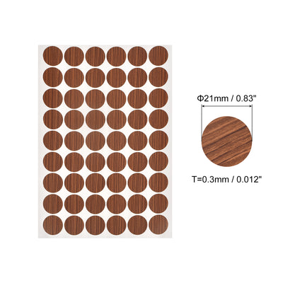 Harfington Uxcell Screw Hole Cover Stickers, 21mm Dia PVC Self Adhesive Covers Caps for Wood Furniture Cabinet Shelf Wardrobe, Cherry Wood 4 Sheet/216pcs