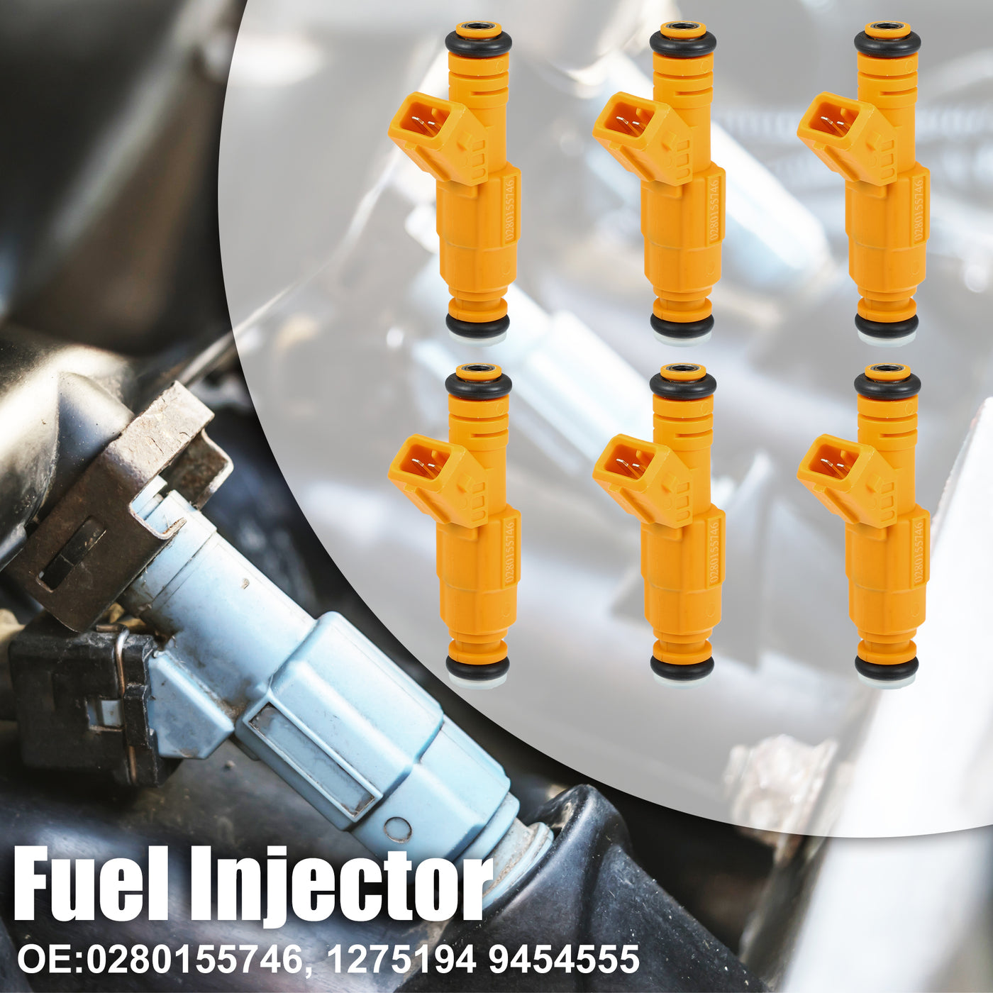 X AUTOHAUX 6pcs 0280155746 1275194 9454555 Fuel Injector for Volvo 850 2.3L 2.5L 1995-1997 for Volvo C70 2.3L 1998-2002 2.4L 2000-2004 2.5L 1998-1999