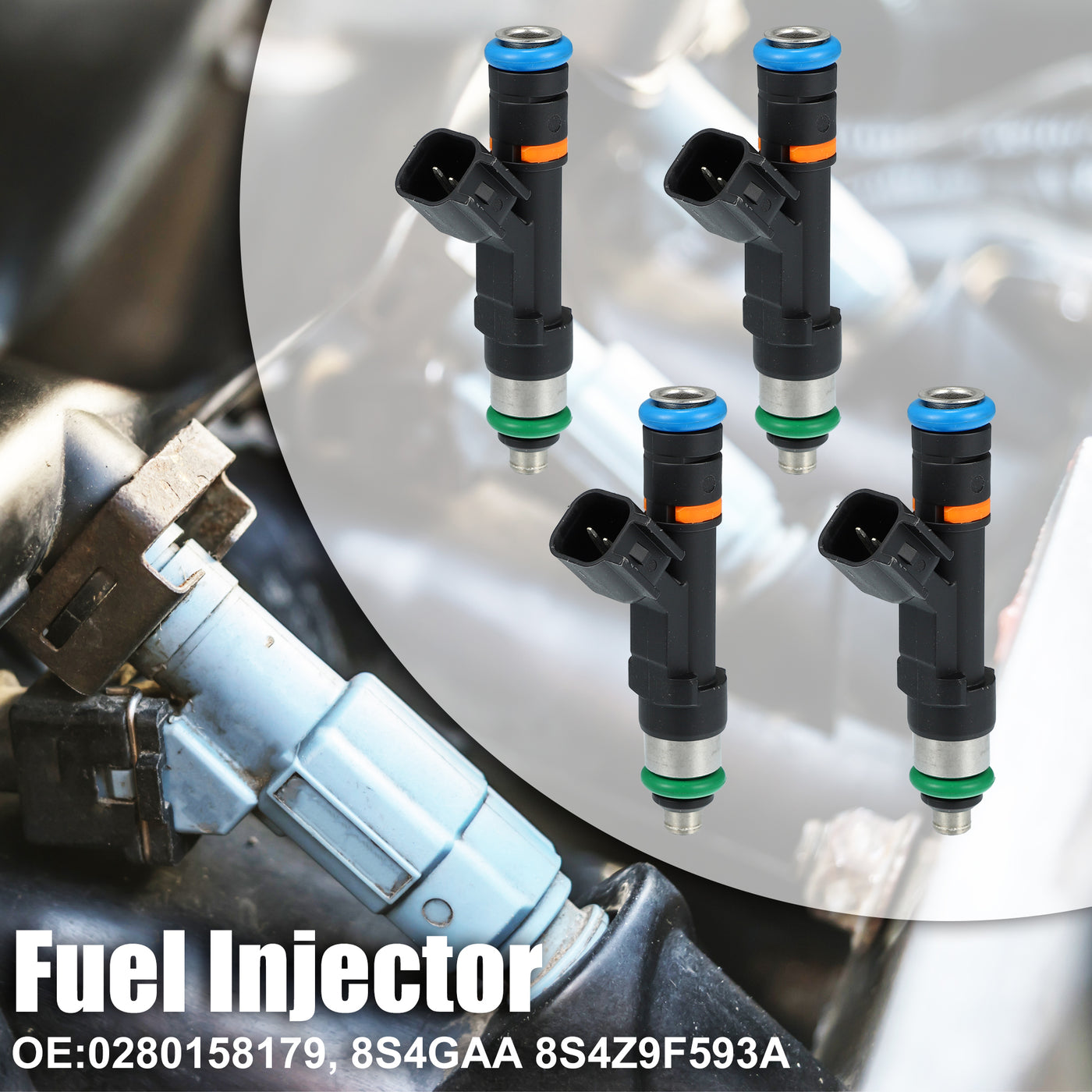 X AUTOHAUX 4pcs 0280158179 8S4Z9F593A Fuel Injector for Ford C-Max 2.0L 2013-2018 for Ford Focus 2.0L 2008-2011 for Ford Fusion 1.5L 1.6L 2.0L 2.5L 2013-2020