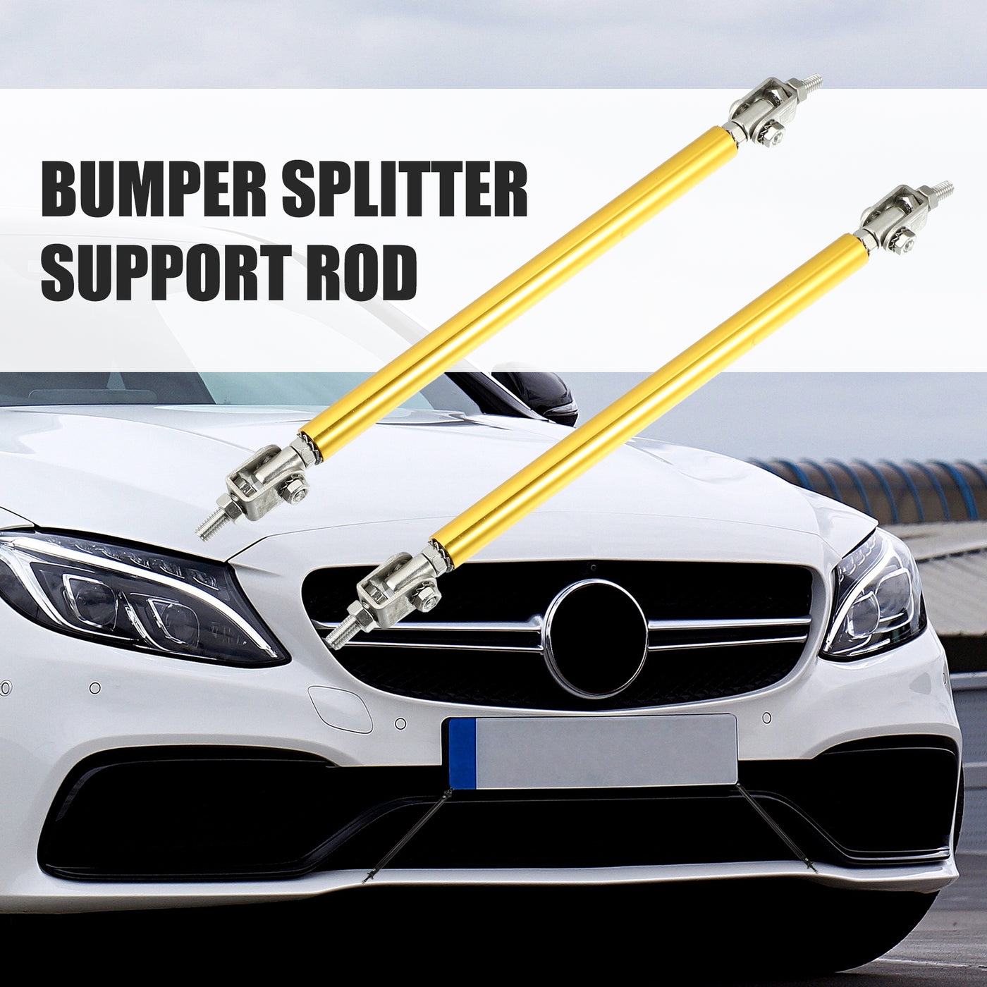 X AUTOHAUX 1pair 150mm 5.91" Universal Splitter Support Rods Adjustable Front Bumper Lip Splitter Strut Rod Tie Support Bars for Car Gold Tone