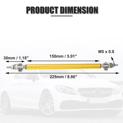 Harfington 1pair 150mm 5.91" Universal Splitter Support Rods Adjustable Front Bumper Lip Splitter Strut Rod Tie Support Bars for Car Gold Tone